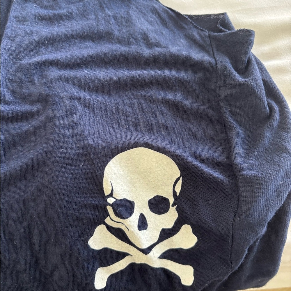 SoulCycle Blue and White Skull Graphic Tee